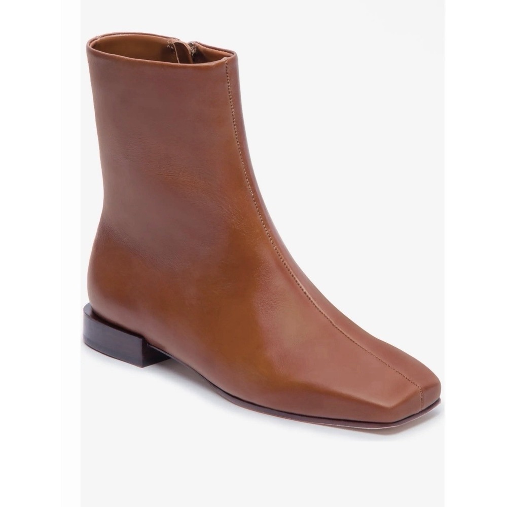 New $328 Bernardo 8.5 M Belfast Boots Cognac Leather Square Toe Ankle Bootie